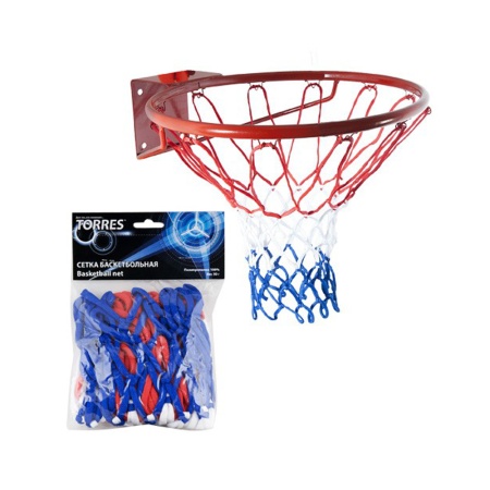 Купить Сетка баскетбольная Torres, нить 4 мм, бело-сине-красная в Охе 